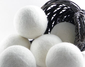 6 -100% Natural Wool Dryer Balls - Handmade, Eco-Friendly, Reusable
