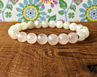 Moonstone & Rose Quartz Fertility Bracelet, Healing Fertility Jewelry Moonstone Jewelry, Pregnancy, Most Popular Healing Fertility Crystals!