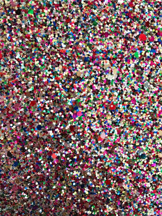 Rainbow Black Glitter Fabric Sheet 8x11 Sheet Chunky Multicolor Glitter