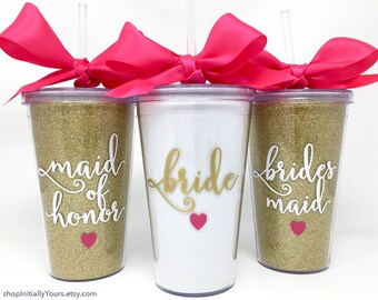 Wedding Party Tumblers, Bridesmaid Tumbler, Maid of Honor Tumbler, Be My Bridesmaid, Personalized Gifts for Wedding Party