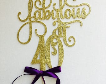 40th cake topper - gold - cake topper - forty cake topper #1017