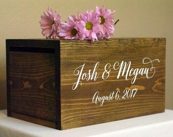 Personalized Wedding Card Box, Boho wedding card box, money box, rustic wedding, rustic card box, wood card box, rustic wedding decor