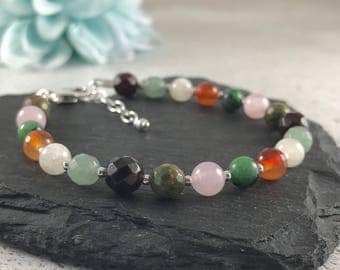 Fertility Bracelet with gemstones symbolising fertility, in sterling silver