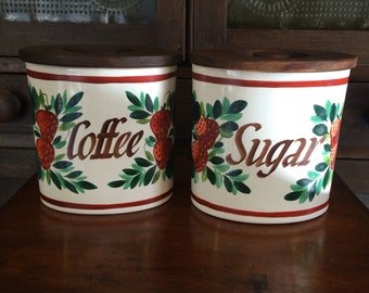 Bauer California pottery canisters flour and sugar