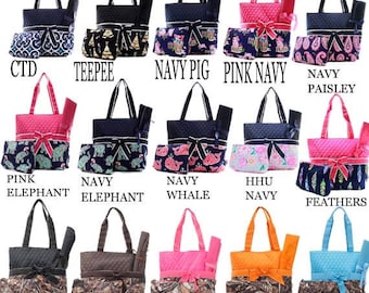 Quilted 3pc Diaper Bag Set WITH FREE MONOGRAM