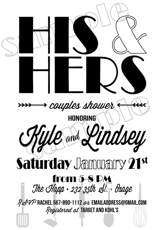 His and Hers Couple Wedding Shower Couples Shower invite