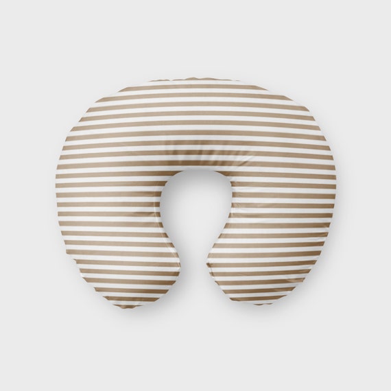 Nursing Pillow Cover Tan White Stripes. Nursing Pillow Cover.
