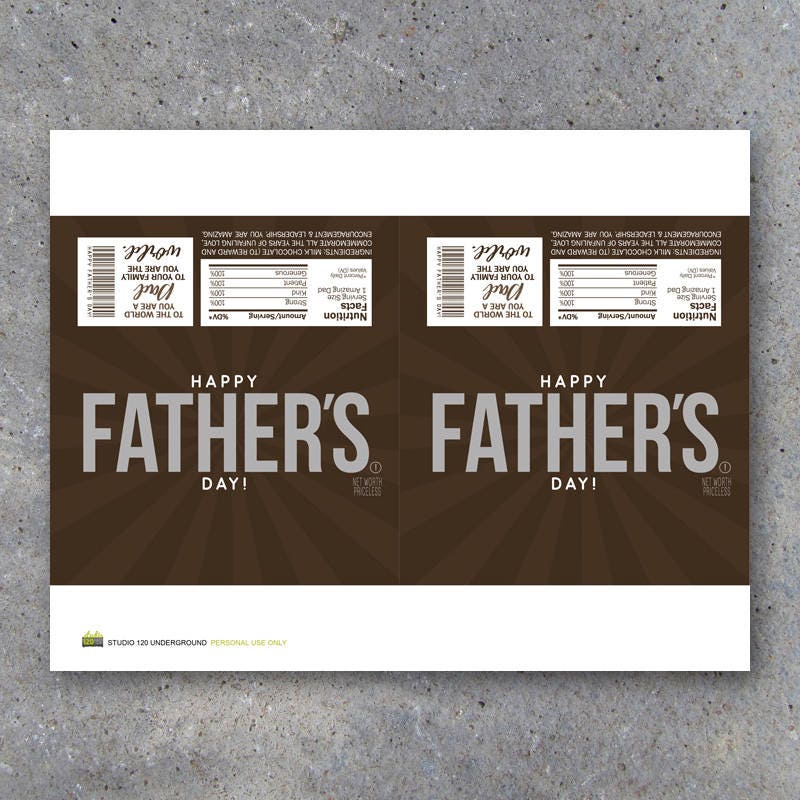 Happy FATHER #39 S DAY Candy Bar Wrappers Printable Instant
