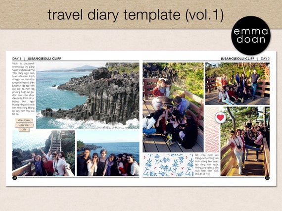 Travel Diary Album Template V1 12x12 Quot Photobook Template 12x12 Quot Travel Album Digital Travel Album Template