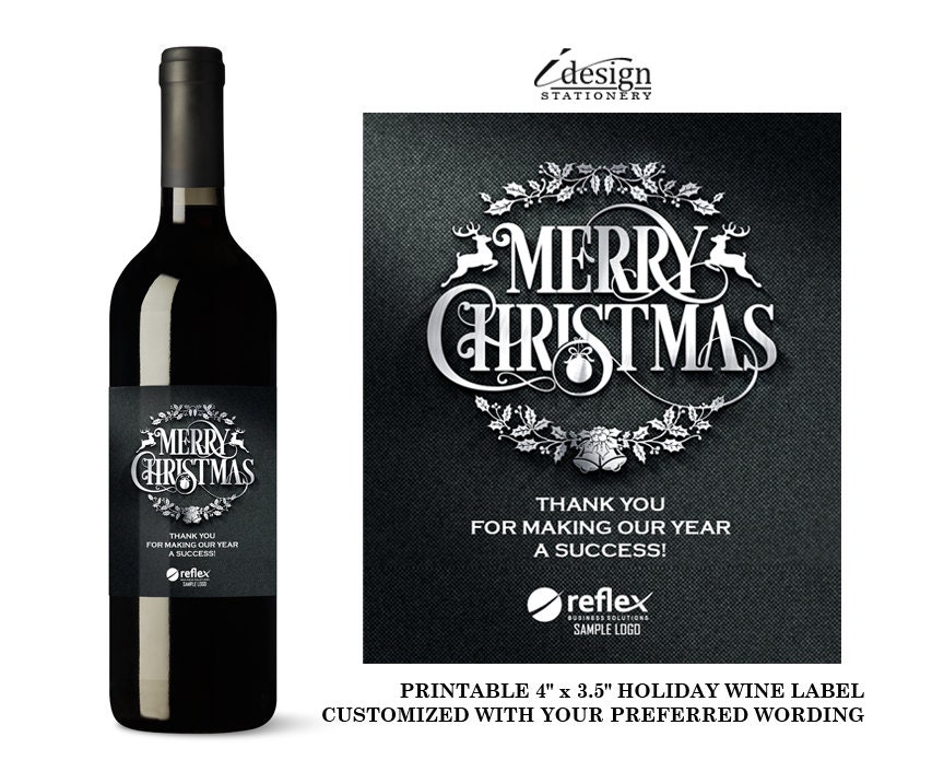 Corporate Holiday Wine Labels With Logo Printable Business