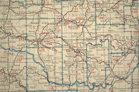 Oklahoma Railroad Map LARGE Map Oklahoma Wall Art