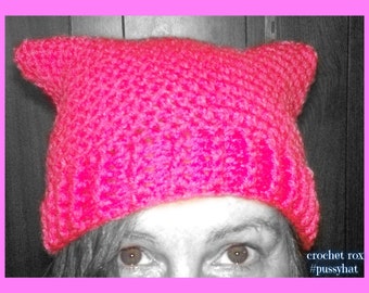 Pussycat hats, Pussyhat Project March hat, woman's march, pink pussyhat, girl power, crochet cat hat, pussy hat project pink hat