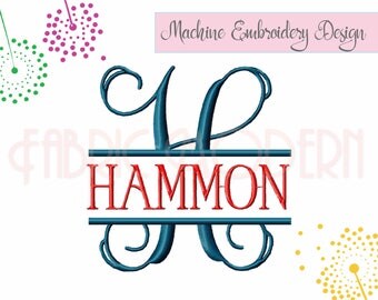 Vine Split Monogram, Embroidery Font, Extra Fancy, vine monogram, 4 inch, BX, monogram frame, split letters, fits in 4x4 hoop#867