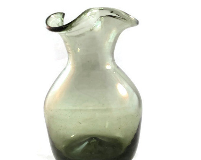 Hand Blown Glass Vase | Pilgrim Art Glass | Green Vintage Art Glass