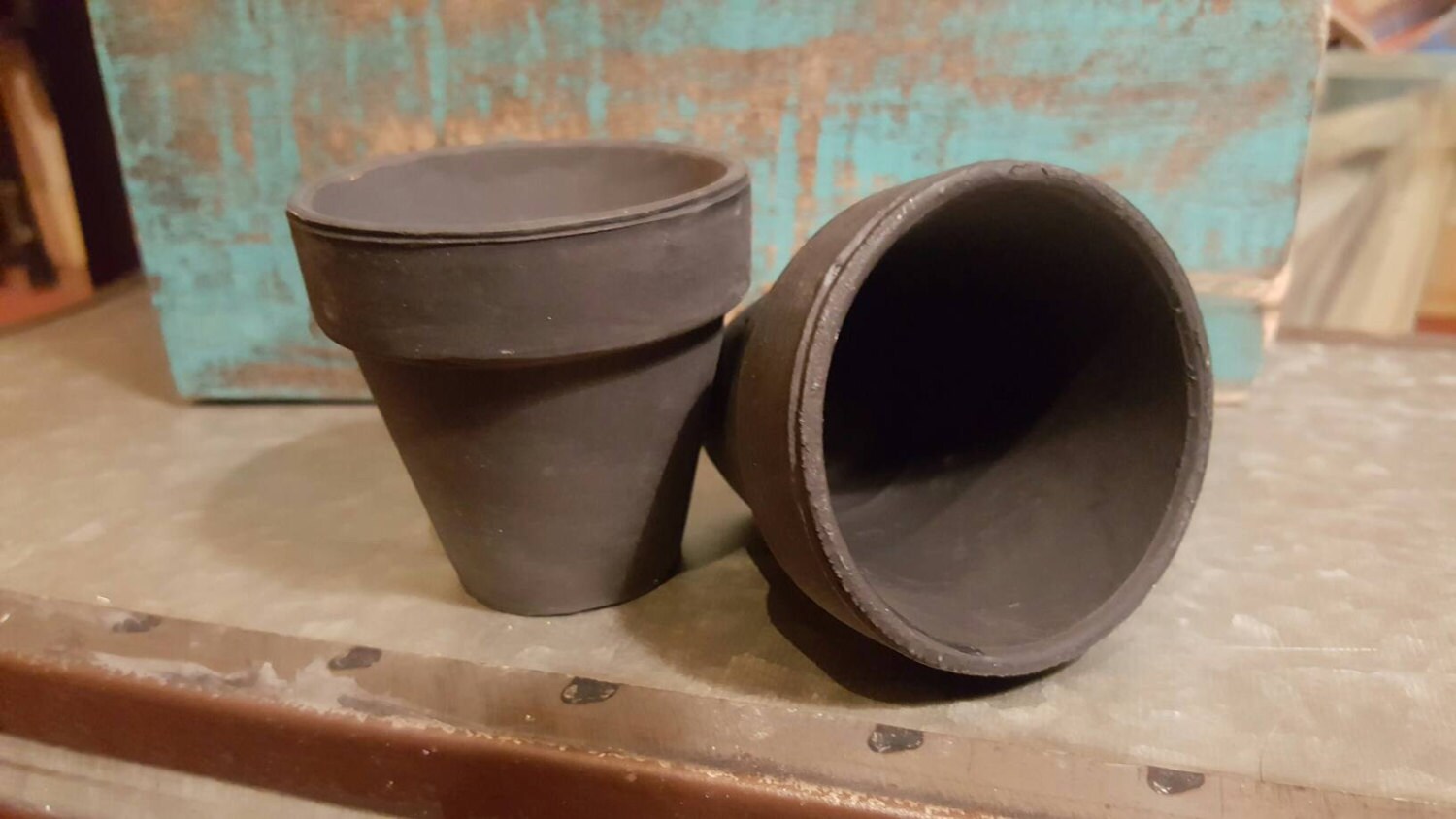 Black chalkboard painted terracotta 2.5in pot sugar mold