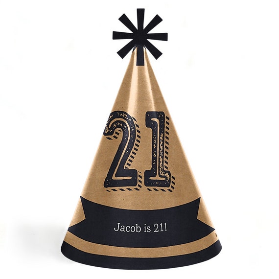 Finally 21 21st Birthday Party Hats Adult Cone Personalized