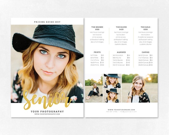 Photography Pricing Template Price Guide List for