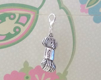 Silver Yarn Clip On Bracelet Charm/Purse Charm/Zipper Pull/Planner Charm - Ready to Ship