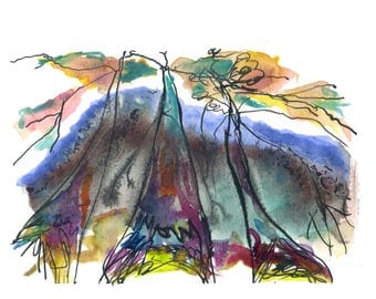 Witchy Trees, Art Print, Abstract Landscape