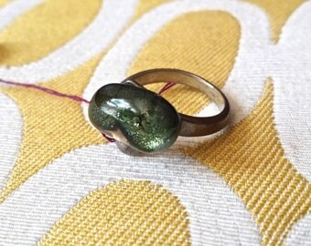 Ring size 8 1/2 Sterling Silver and Dichroic Fused Glass