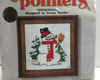 Needlepoint Kit by Sunset Designs Needle Pointers "Snowman" Christmas Needlepoint Kit Vintage 1970's, Needlework Picture, Gift Giving