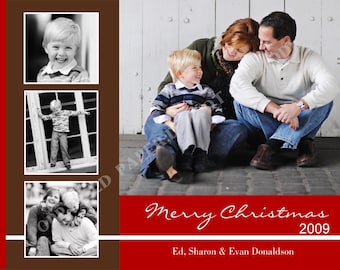 Photo Christmas Card- Photo Holiday Card- Personalized -Digital File or Printed Cards- One Sided
