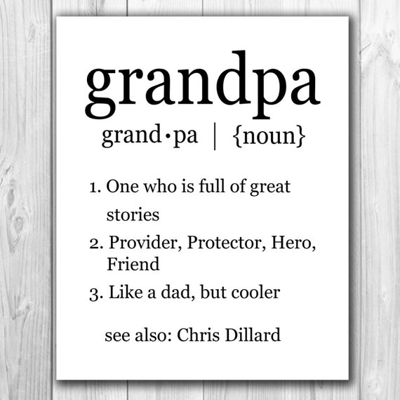 Download Printable Custom Grandpa Definition Art Grandparent's Day