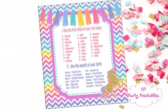 INSTANT DOWNLOAD Unicorn Name Generator Unicorn Party