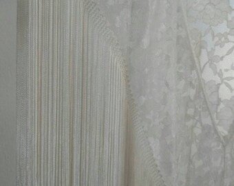Vintage/ Cream Lace Fringe Shall/ Cover Up