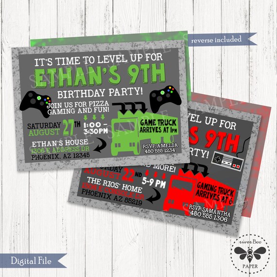 Printable Video Game Birthday Invitation