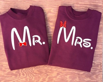 Mr. and Mrs. Couples Sweatshirt, Valentines Day Couples Sweater, Mr. and Mrs. Sweater, Valentine gift, Disney Inspired Sweaters