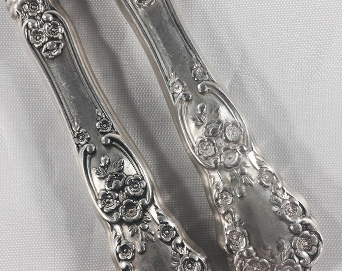 Storewide 25% Off SALE Antique Gorham Buttercup Pattern Sterling Silver Knive Set Featuring Floral Trim Art Nouveau Design