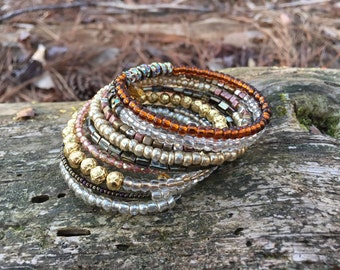 Coil bracelet - wrap bracelet - memory wire bracelet - bead bracelet