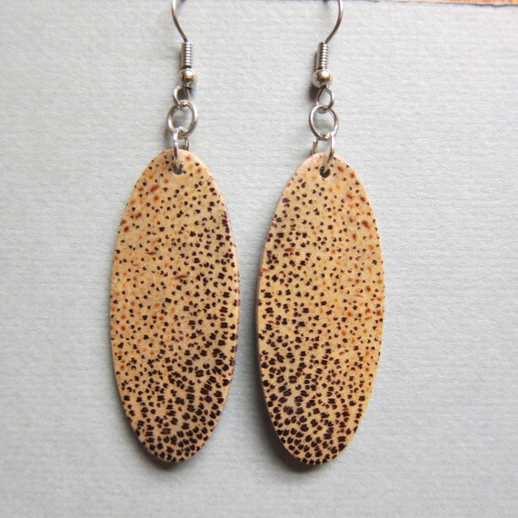 Exotic Wood Earrings, Black Palm Exotic Wood Handmade Ecofriendly repurposed ExoticwoodjewelryAnd