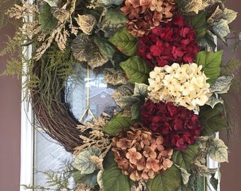 Elegant Wreath, Summer Wreath, Spring Wreath, Hydrangea Wreath, Front Door Wreath