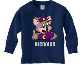 purple chuck e cheese shirt