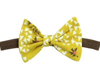 Mustard Yellow Floral Headband Baby Headband Floral Hair Bow Clip Toddler Bow Mustard Floral Hair Bow Clip Floral Headband Baby Girl Gift