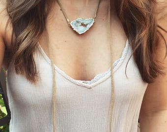 Druzy Leather Wrap Necklace