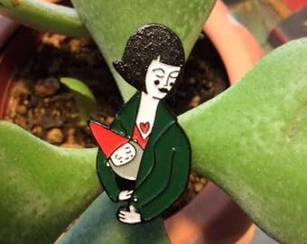Defective Amélie Poulain and Traveling Gnome Enamel Pin