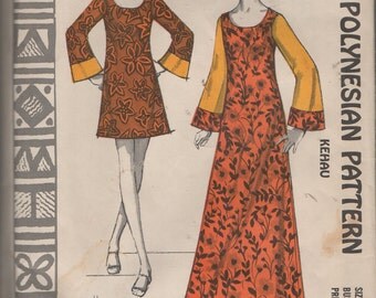 Polynesian Kehau Sewing Pattern 212 Misses Size 12 Bust 34 - 36 Uncut