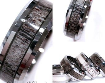 Mens Tungsten Ring, Antler Wedding Band, Engagement Rings, Mens Tungsten Band, Tungsten Carbide, Mens Wedding Band, Mens Ring, Promise Ring