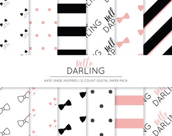Kate Spade Inspired Digital Paper | Modern Patterned Paper | Preppy Paper