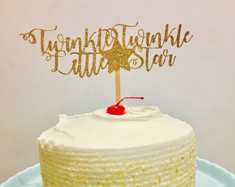 Twinkle little star glitter cake topper, Twinkle Twinkle cake topper, Little star cake topper, Twinkle Twinkle little Star cake topper