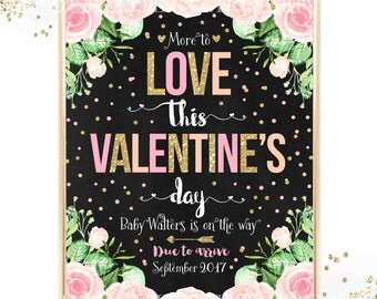 Valentine Pregnancy Announcement Valentine's Day Pregnancy Announcement Valentine's Day Baby Reveal Sign Valentine Baby Reveal Printable