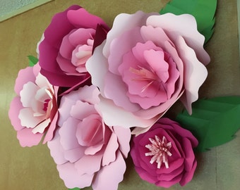 Giant paper flowers . Wall flowers . Nursery wall flowers. Birthday Party Wedding Anniversary Quinceanera. Set of 6.