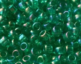 10g Transparent-Rainbow Dk Peridot TOHO Seed Beads 8/0 - Approx. 424 Beads - Rainbow Green Beads - 8/0-164B