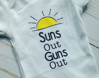 Suns Out Guns Out Bodysuit, Baby Boy Bodysuit, Baby Clothes, Baby Bodysuit, Preemie Boy Clothes