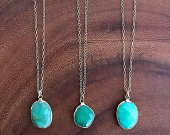 Chrysoprase Necklace // Chrysoprase Gold Necklace // Chrysoprase