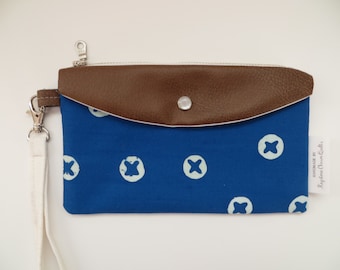 The Jacy Wristlet • AG Indigo Blue with Faux Leather