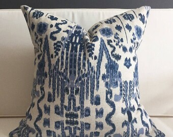 Pillow Cover, Blue Ikat Pillow Cover, MUMBAI